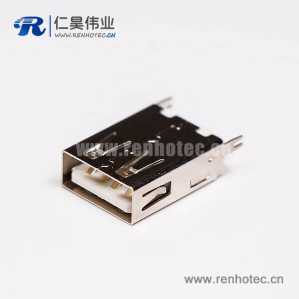 USB2.0插座直式母头卡板式连接器