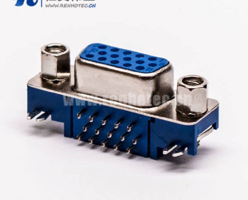 db连接器弯头蓝色胶芯母头5.08铆锁接pcb板