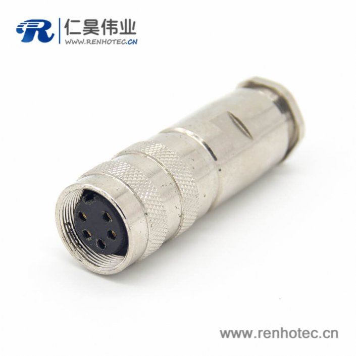 5芯工业插头接线 M16直式电缆母头连接器