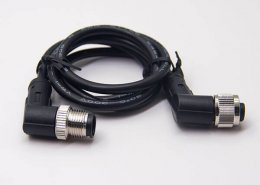 m12电缆弯母头A编码1M AWG223芯不带屏蔽工业防水连接器