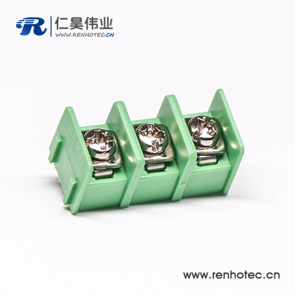 栅栏式3芯绿色直式接线端子插PCB板连接器