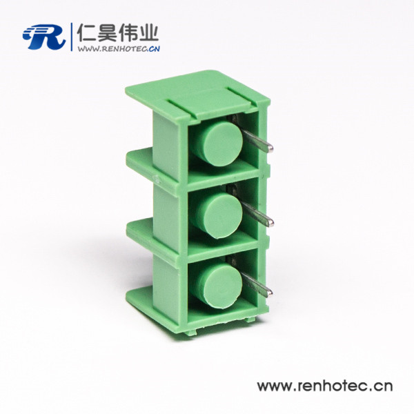 栅栏式3芯绿色直式接线端子插PCB板连接器