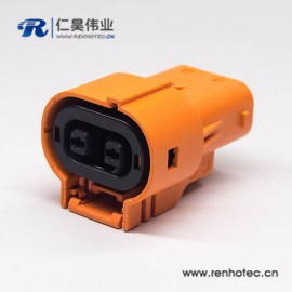 新能源汽车150A直式互锁高压连接器插头2芯塑料电流