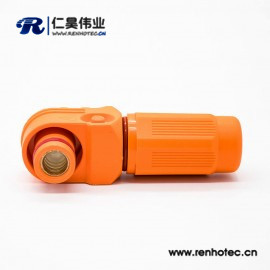 新能源橙色IP67电源储能连接器14mm单芯塑料400A接线弯式插头