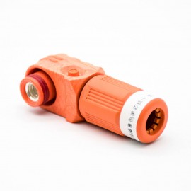 高压大电流IP67单芯塑料连接器8mm弯式插头200A接线橙色