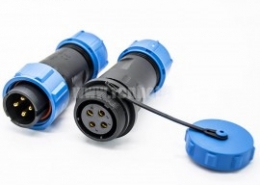 工业防水插头插座连接器SP21对接式4芯公插头母插头 防水防尘焊接接线