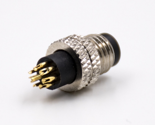 传感器连接器m8公头A扣8芯不带屏蔽直式组装接头接线焊接式注塑连接器