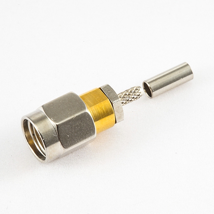SMA连接器公头压接用于直式1.13mm / 1.32MM / 1.37MM接线