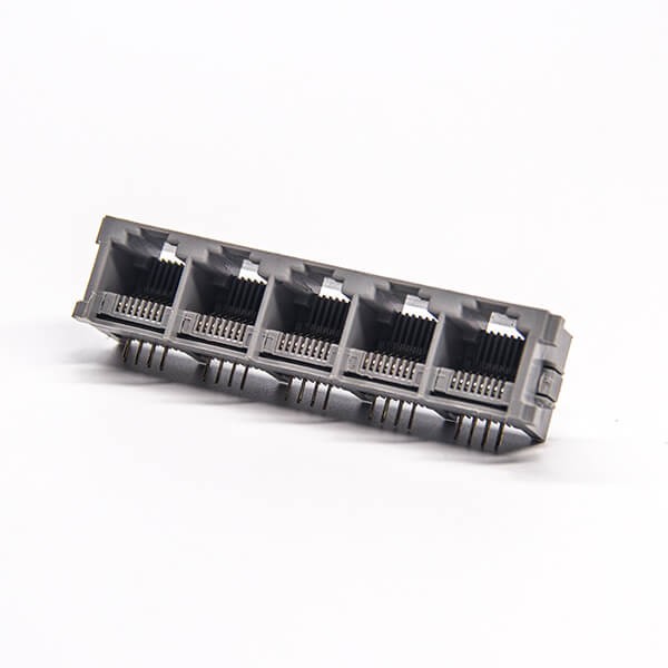 rj45模块连接器弯式1x5母座8p8c插板接PCB板不带屏蔽