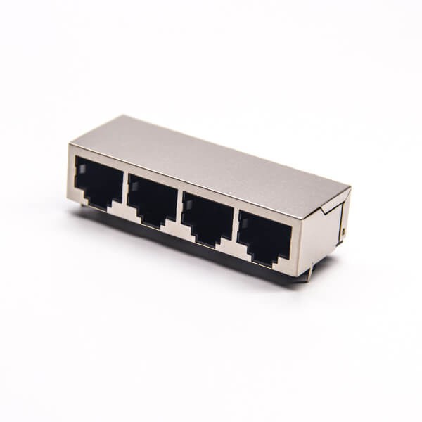 rj45插座8p8c封装网络模块化连接器90度全屏蔽式插板