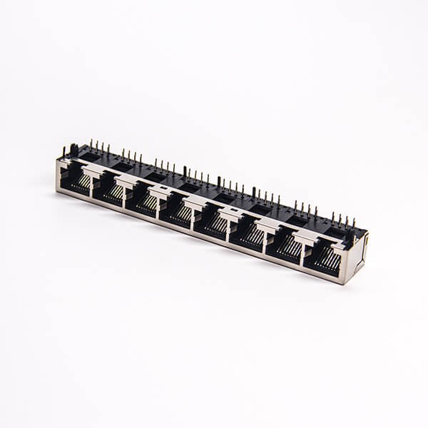 rj458口1*8弯式90度带屏蔽以太网端口穿孔式接PCB板
