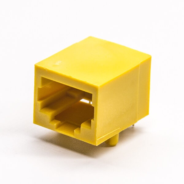 rj45pcb封装非屏蔽式黄色全塑外壳弯式插板