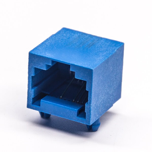 rj11母座蓝色全塑模块化插座6P4C插PCB板