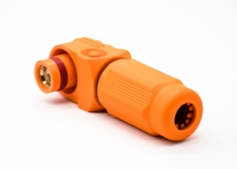新能源电源储能连接器14mm单芯塑料400A橙色IP67接线弯式插头