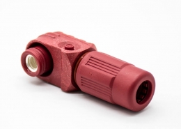 防水连接器120A弯式插头6mm单芯红色塑料IP67接线