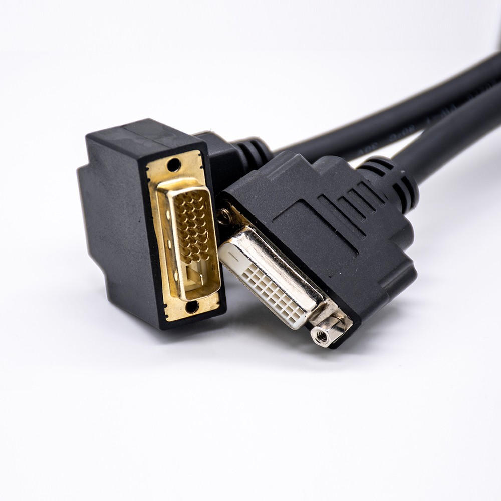 DVI母头24+5针直式转接DVI公头24+5针上弯头组装电缆0.5/1米