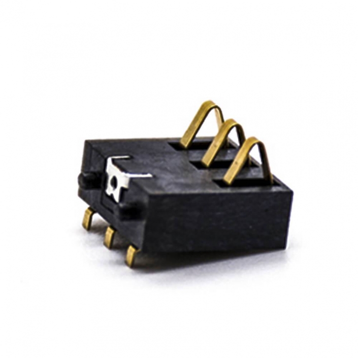 弹片式连接器3.0MM间距镀金弹片3芯电池座接PCB板