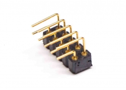 针座弹簧探针多Pin镀金双排折弯式2.54间距10芯PogoPin连接器