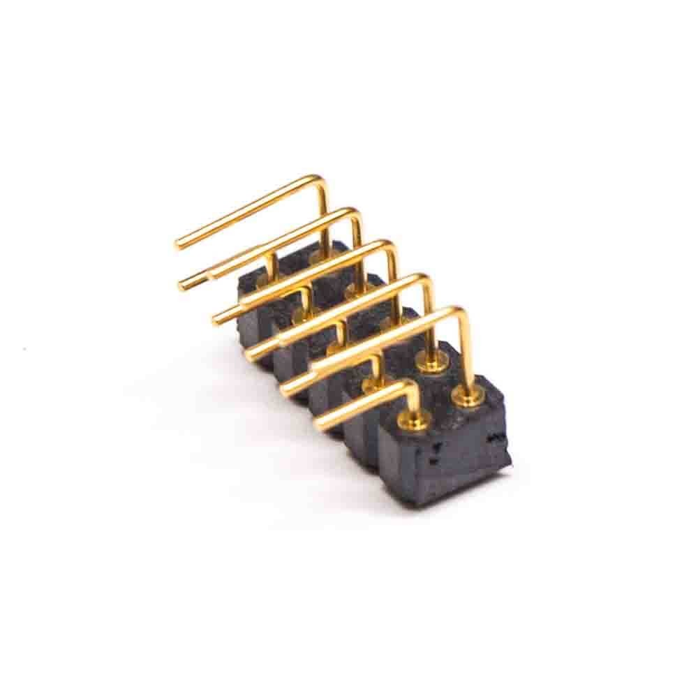 针座弹簧探针多Pin镀金双排折弯式2.54间距10芯PogoPin连接器