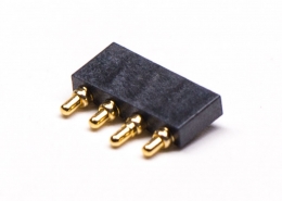 弹簧针Pogopin连接器4芯平放焊接式镀金黄铜2.5MM