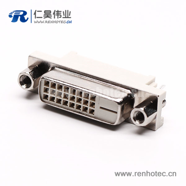 18 dvi-d连接器24+1母头直式带螺母穿孔接pcb板
