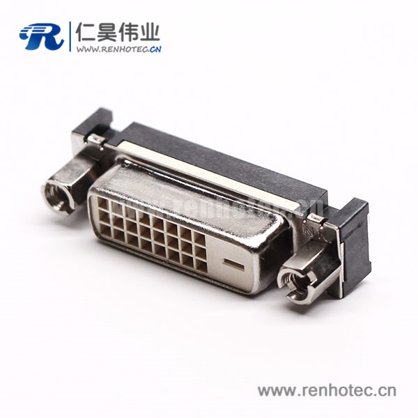 19 dvi接口连接器母头直式24+1带螺母穿孔接pcb板