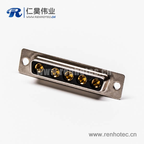 2 混合大电流d sub连接器5w5焊线式直式母座