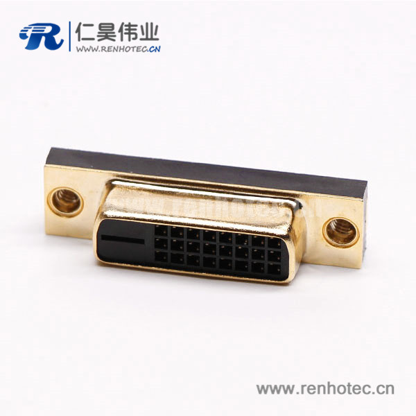 20 dvi-d母直式连接器24+1超薄镀金黑色胶芯子穿孔