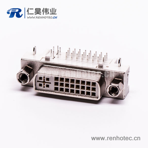 SMA dvi24+5连接器母头弯角带螺母插板带鱼叉