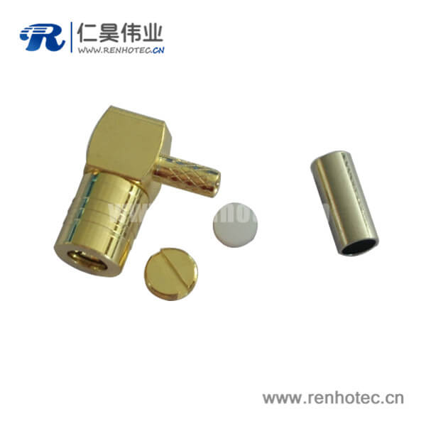 弯式压接SMB优质射频同轴连接器公头电缆RG174