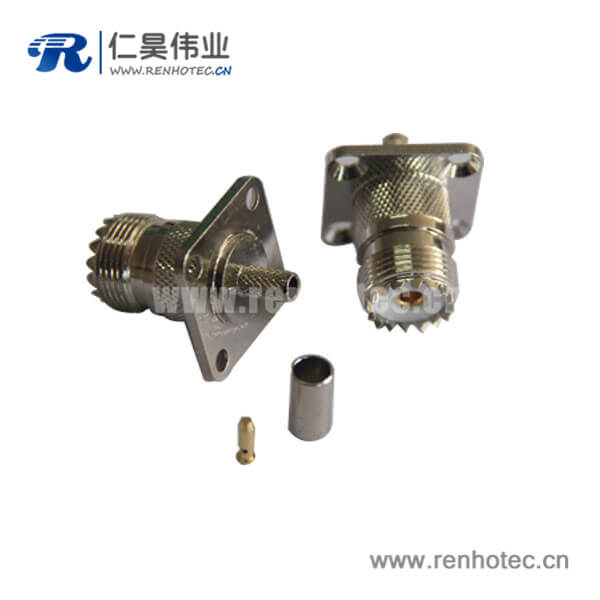 DOSIN-836-0005 法兰盘uhf连接器直式母头射频同轴线缆4孔方形