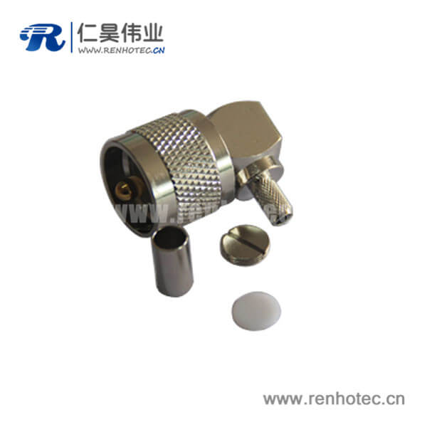 UHF连接器弯式公头射频同轴电缆接头压接RG214 LMR195