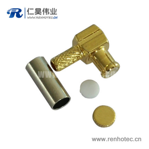 压接式公头mcx射频同轴连接器接rf连接线RG316弯头
