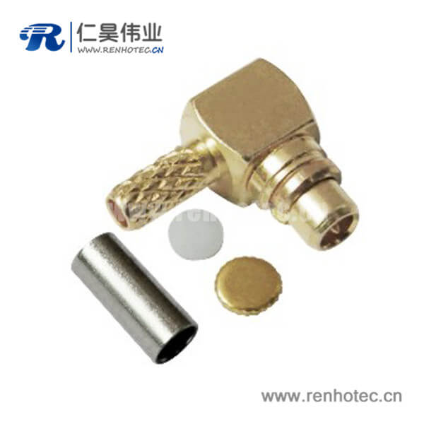 mmcx连接器公头弯式压接射频同轴线缆