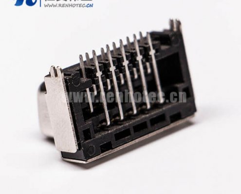 D sub接口15pin弯头母头插孔连接器黑胶接PCB板