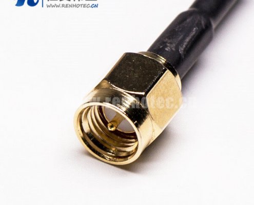 SMA射频线180度公头转SMA公头组装线材黑色