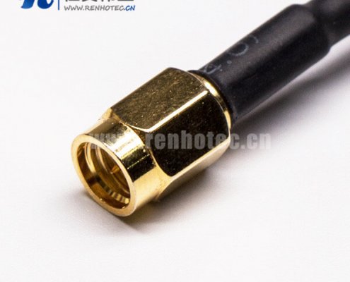 SMA射频线180度公头转SMA公头组装线材黑色