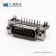 D-Sub15连接器插座公头弯式90°黑胶铆锁接PCB板