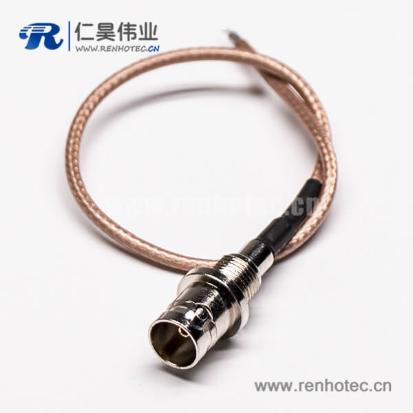同轴线BNC母头板后安装穿墙式压接