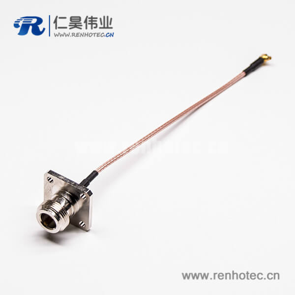 N型母头连接器直式4孔法兰转弯式MMCX公头同轴线缆