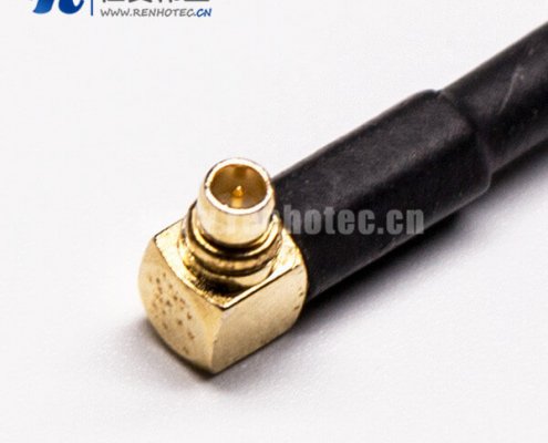 MMCX公转SMA接头母弯式90度2孔法兰组装线材压接