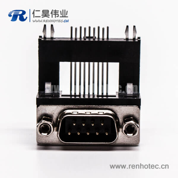 46-3 D-Sub 9P公头弯式高架无卤黑胶接PCB板连接器