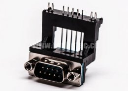 D-Sub连接器9针公对高架5.8铆锁黑胶接PCB板