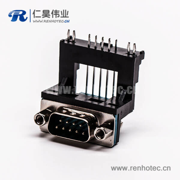 52 D-Sub连接器9针公对高架5.8铆锁黑胶接PCB板