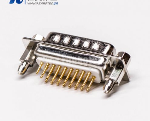 db26公头高密度连接器直式铆锁结构穿孔接PCB板