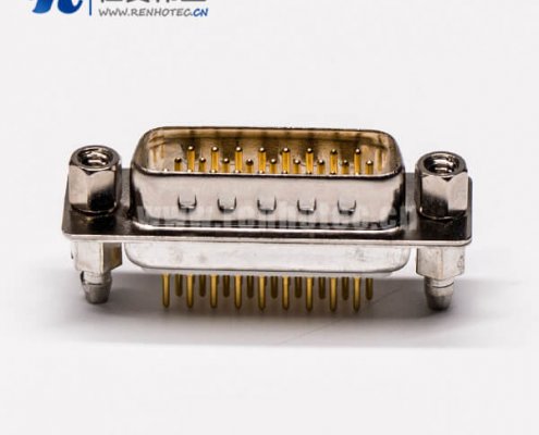 db26公头高密度连接器直式铆锁结构穿孔接PCB板