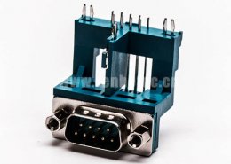 D-SUB连接器封装公座9针弯式三脚架铆锁绿胶