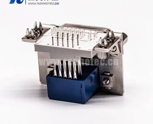 DVI接口与15针接口双胞胎蓝胶弯式母头接PCB板连接器