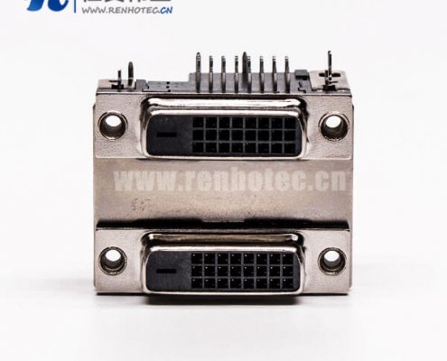 DVI24+1连接器双胞胎母头弯式鱼叉插PCB板连接器