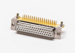 高密度插针db50针母头弯式车针带支架铆锁插孔接PCB板